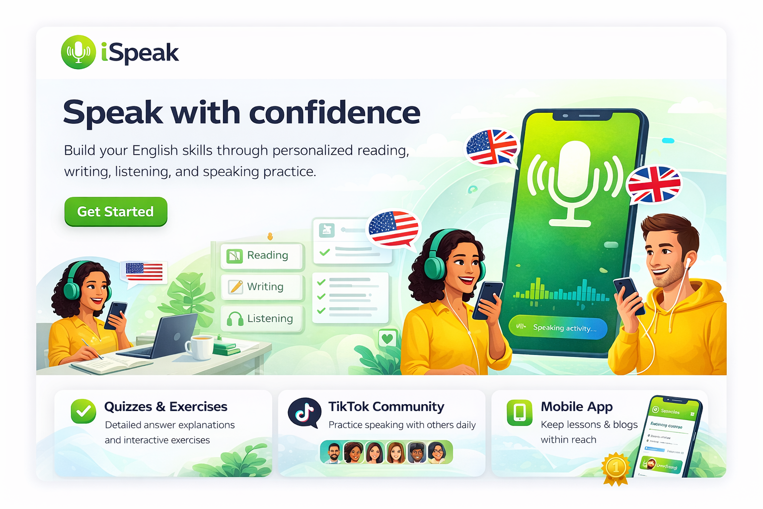 Ispeaking iSpeak — Practical English by level | Courses, placement check & practice